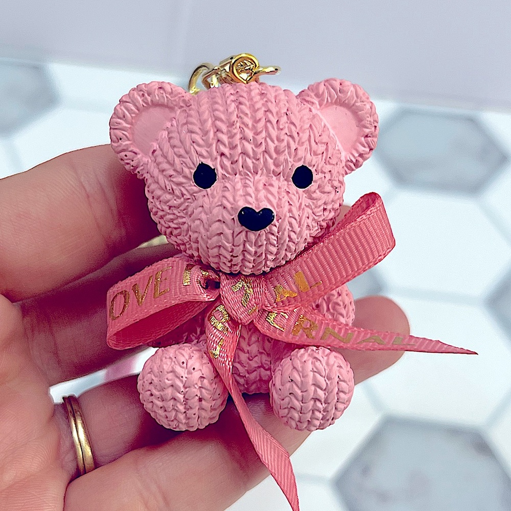 Cute Teddy Keychain Wristlet - Pink, Brown, Black-Choose Your Color